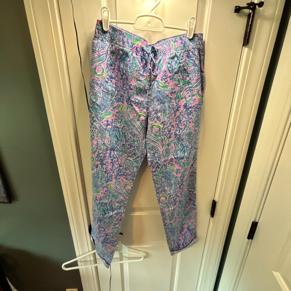 Lilly Pulitzer Women's Size Small Taron Linen Pants Lilac Rose Mermaid - NWT